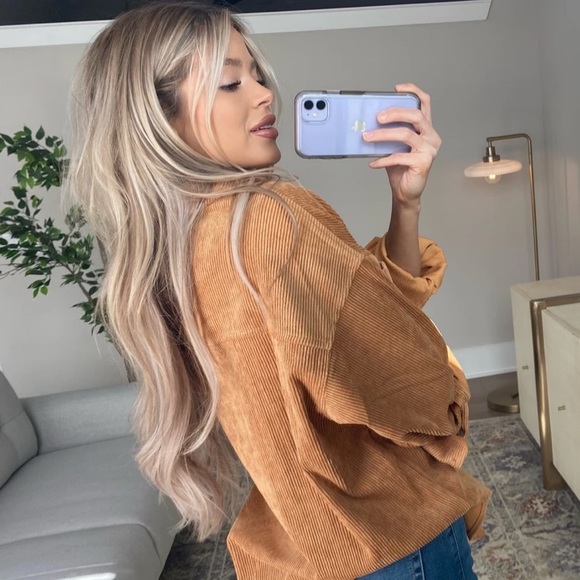 Corduroy Shacket in Camel size s/m - Picture 2 of 5